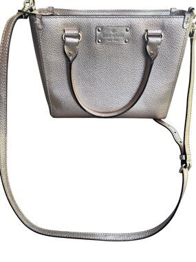 Kate Spade Gold Metallic Pebbled Leather Tote Satchel Crossbody Bag.